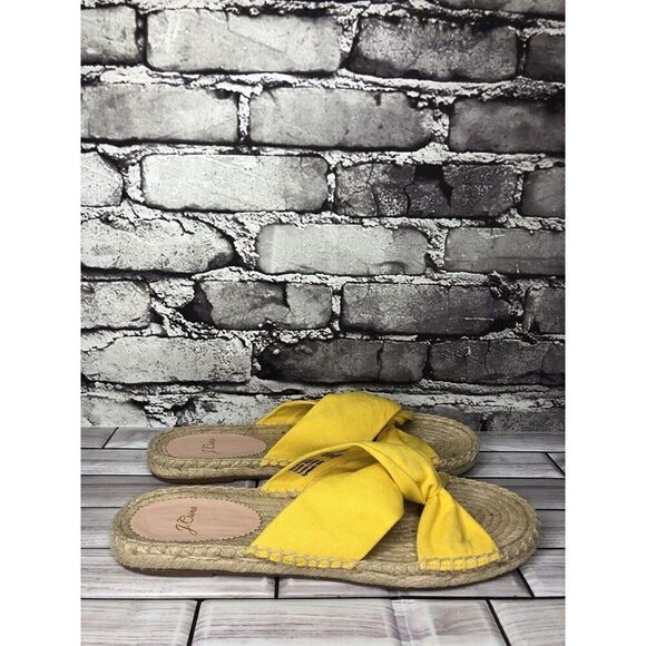 J. Crew Yellow Twisted Canvas Fabric Slide Espadrilles Sandals Women 9M US/40EU - Picture 1 of 16